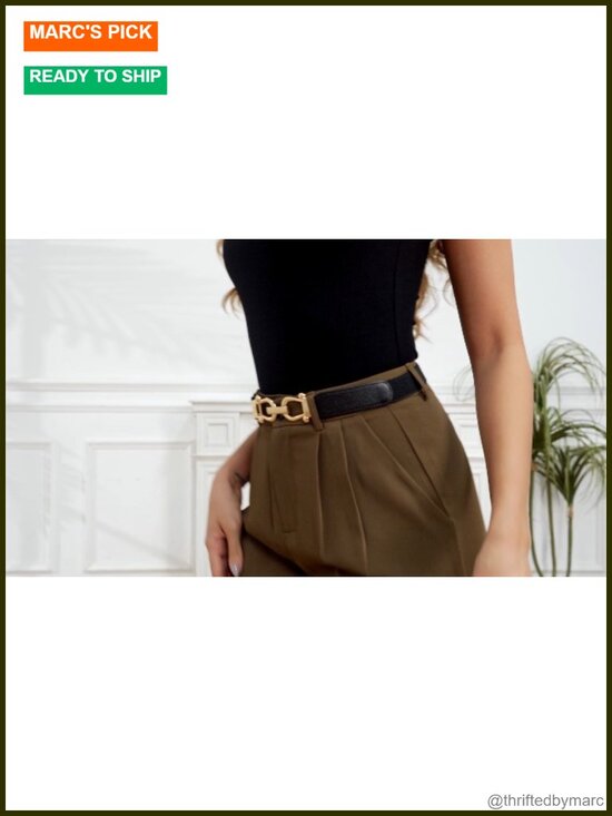 Stretchy Skinny Belt Set with Gold Buckle - 4 Pack main image 6
